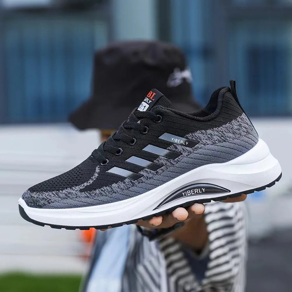 Men's Fashionable Sporty Casual Shoes Spring Autumn New Style Running Shoes Breathable Mesh Upper Thick Bottom PVC Outsole