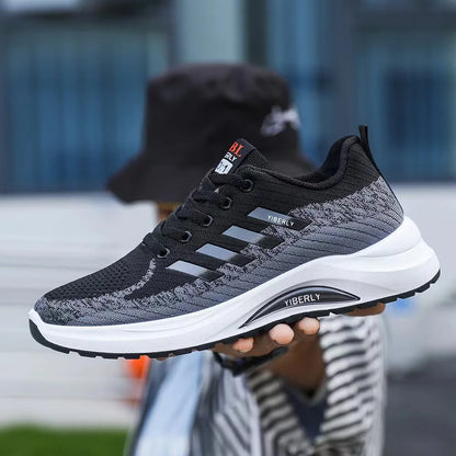 Men's Fashionable Sporty Casual Shoes Spring Autumn New Style Running Shoes Breathable Mesh Upper Thick Bottom PVC Outsole