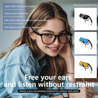 CLLOIO Bluetooth Smart Prescription Glasses Magnet Clip On Polarized Myopia Eyewear Anti Blue Light Progressive Reading Glasses