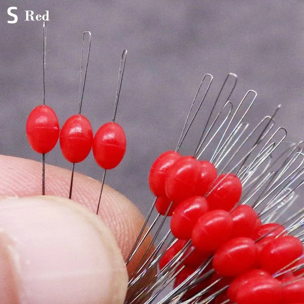 100pcs/Pack S/LOlive Float Fishing Bobber Silicone Stopper Red/Blue Space Bean Connector Line Resistance Fishing Accessories