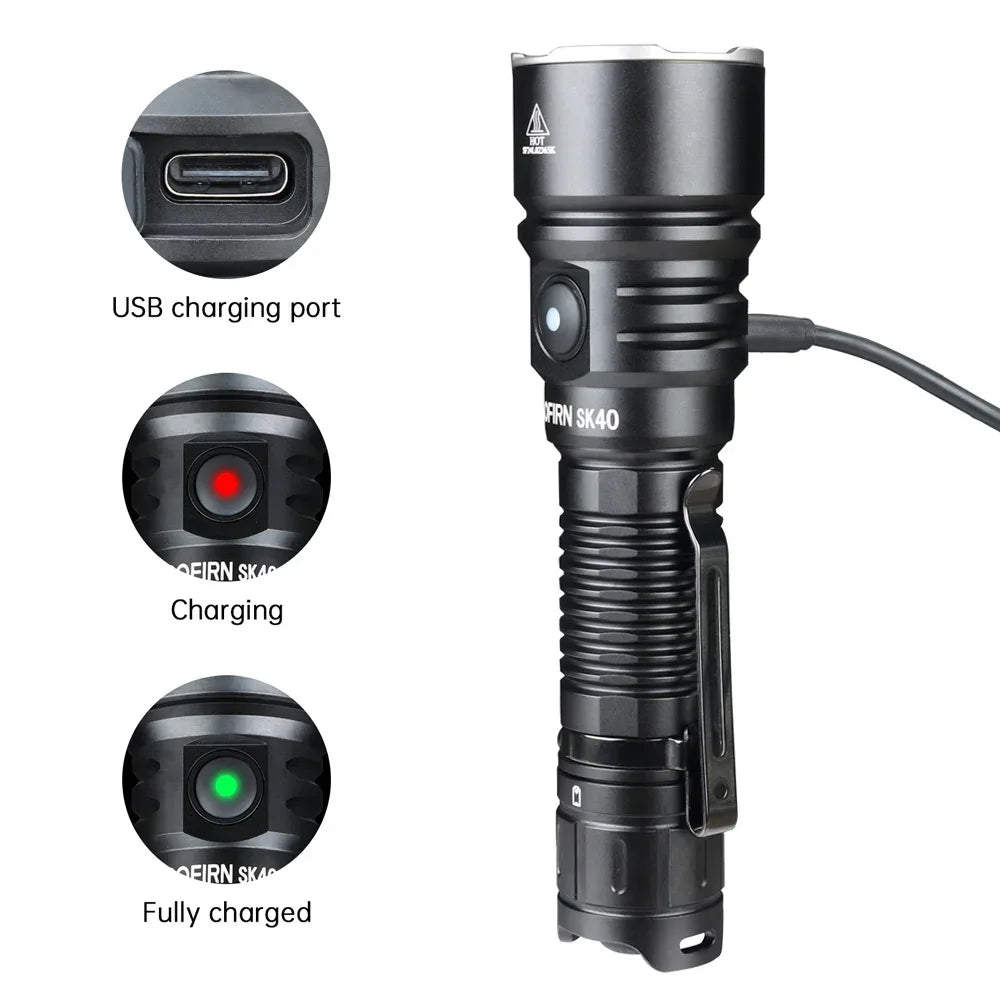 NEW SOFIRN SK40 3200lm Tactical Flashlight 580m Powerful Bright SFT70 LED IP68 waterproof Torch with Dual Switch