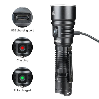 NEW SOFIRN SK40 3200lm Tactical Flashlight 580m Powerful Bright SFT70 LED IP68 waterproof Torch with Dual Switch
