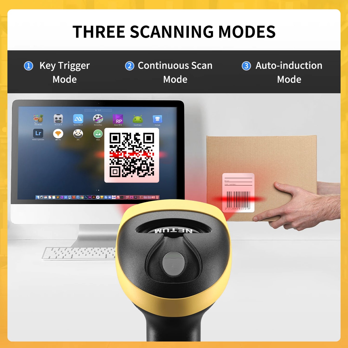 NETUM L8BLPro  Blueooth Wireless 2D Barcode Scanner QR Barcode Reader PDF417 Automatic Sensing for Pos Scanning