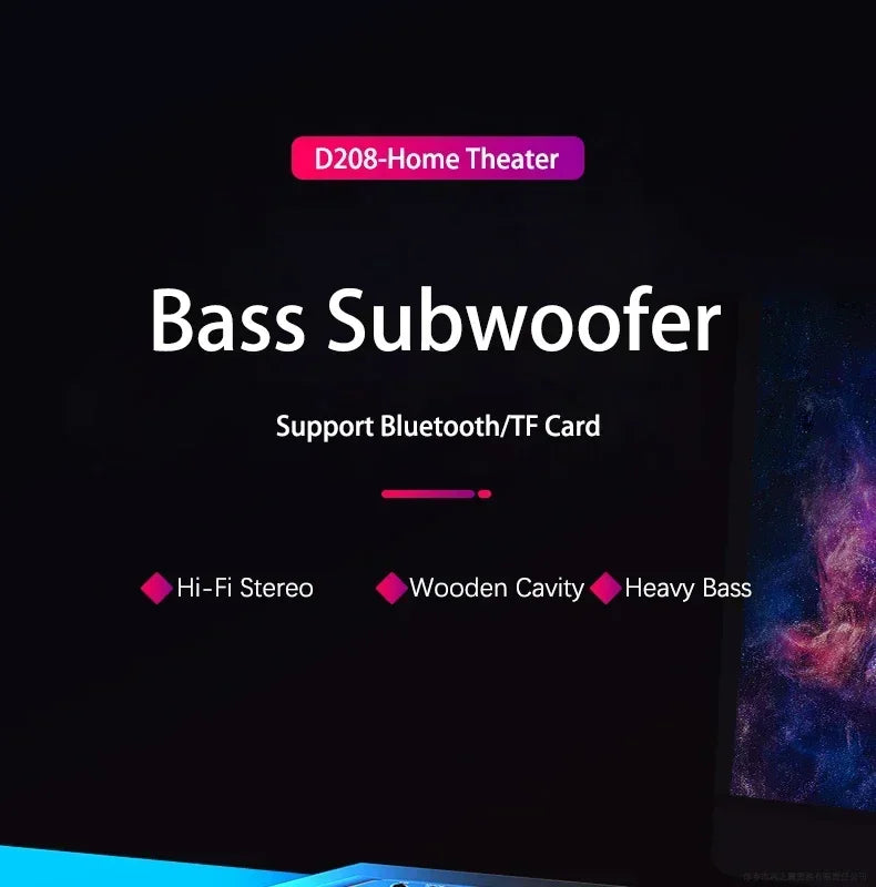 3D Hifi Stereo USB Active Bluetooth Speaker Computer Multimedia RGB Subwoofer AUX, USB, TF Suitable for TV, Computer Audio