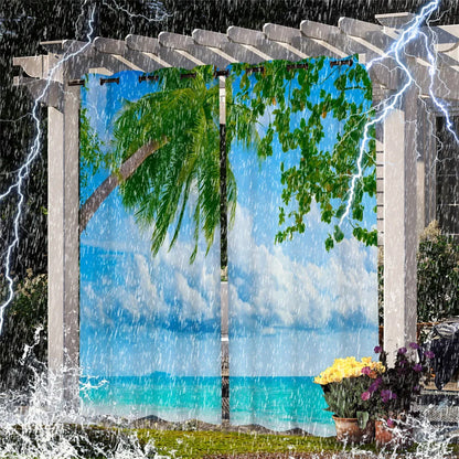Patio Curtains Outdoor Waterproof Thermal Insulated Blackout Curtain For Garden Door Pool Hut Pavilion Gazebo Pergola Drapes