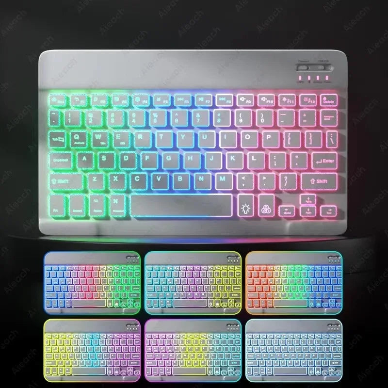 Mini Keyboard Wireless Bluetooth Keyboard 7 Color Backlit Rechargeable Keyboard Silent Keyboard For PC Android Windows iPad