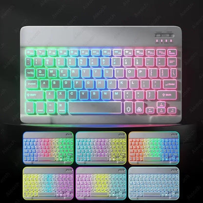 Mini Keyboard Wireless Bluetooth Keyboard 7 Color Backlit Rechargeable Keyboard Silent Keyboard For PC Android Windows iPad
