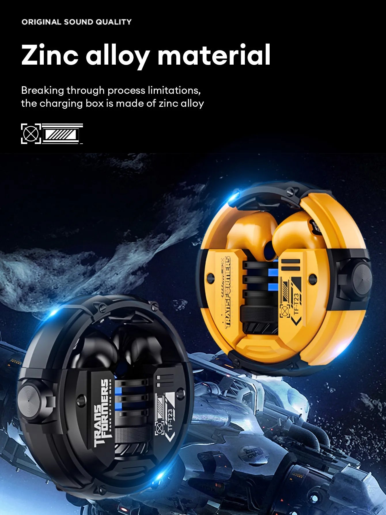 100% Original TRANSFORMERS TF-T23 TWS Bluetooth 5.4 Gaming Earphones Headphones Music Dual Mode Earbuds Choice High Quality
