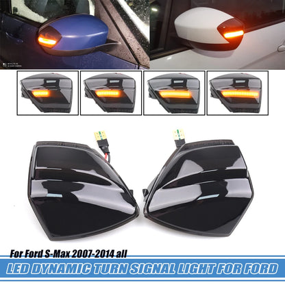 Car Dynamic Turn Signal Light For Ford S-Max 07-14 Kuga C394 08-12 C-Max 11-19 LED Mirror Repeater Sequential Indicator Blinker