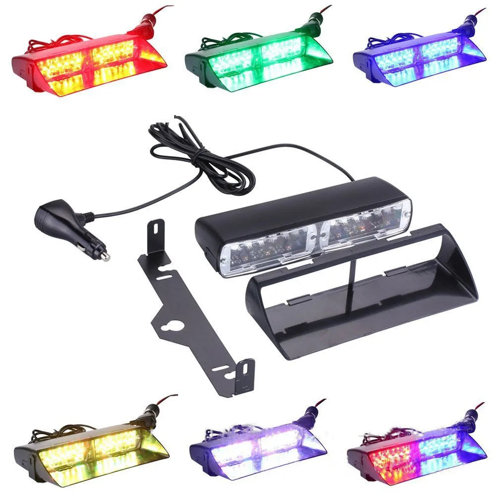 16W Car Windshield LED Strobe Light 12V Waterproof Police Lights Warning Light Flash Dash Emergency Signal Lamps