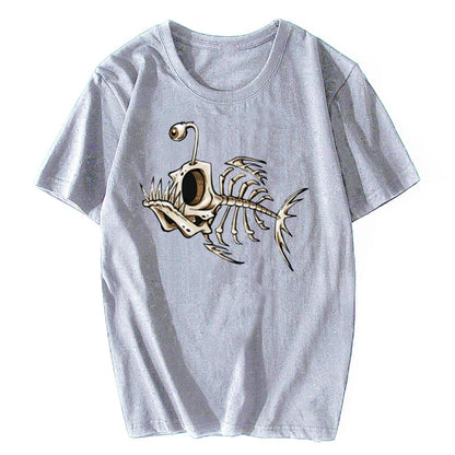 Bonefish Skull Deep Sea Fish Skeleton Funny Fisherman Angler T-Shirt Cotton O-Neck Short Sleeve Men T Shirt Oversize Streetwear