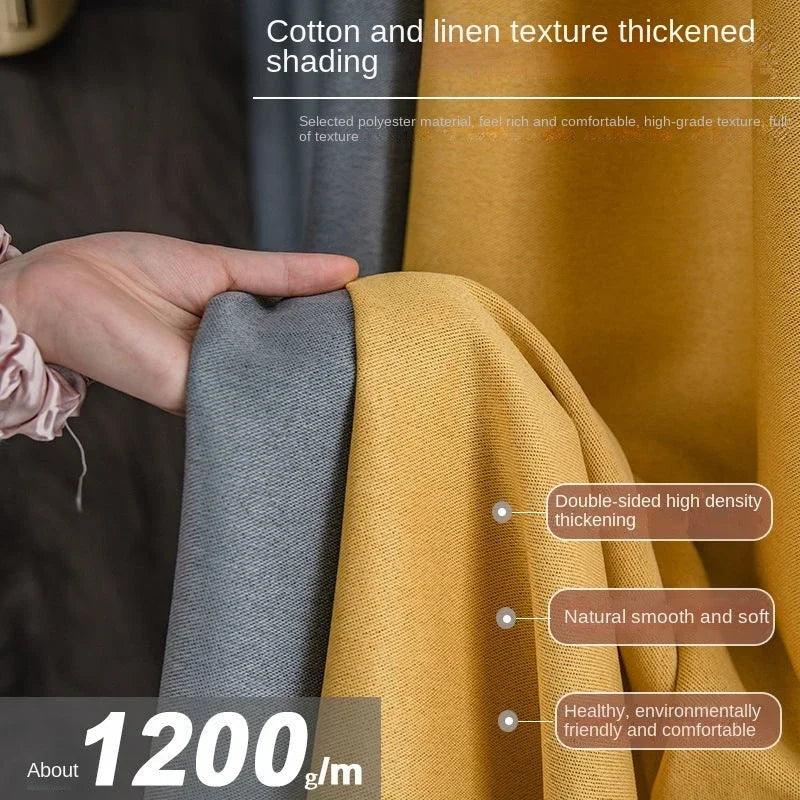 2025 New Spliced Two Color Bedroom Full Blackout Curtain Living Room Advanced Curtains Room Bay Window Light Luxury Drapes