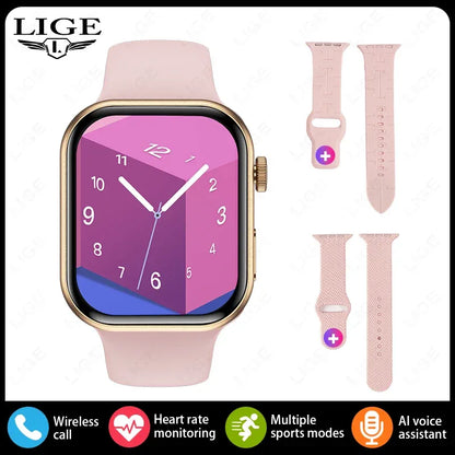 LIGE New Heart Rate Health Smartwatch Men Women 2.01" Bluetooth Call Music Smart Watches Ladies Sports Fitnesss Smart Watch Gift