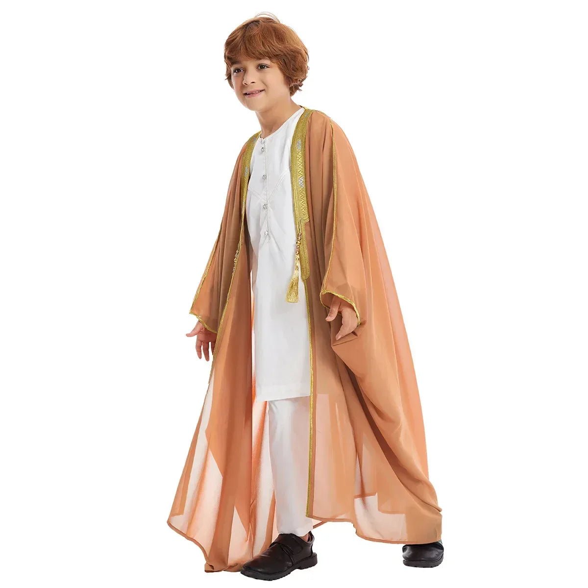 Muslim Saudi Arabian Boy Abaya Children Praying Islamic Clothing Kimono Middle Eastern Teen Dress Dubai New Fashion Classic