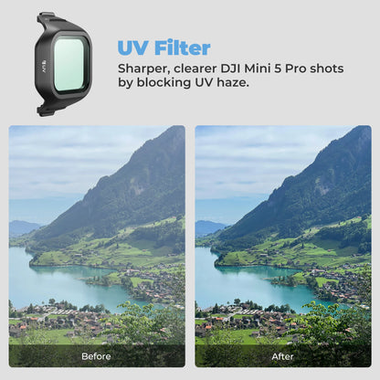 Freewell Everyday 4 Pack Filters for DJI Mini 5 Pro, Included UV, CPL, LPR and Glow Mist 1/4 Drone Filter Accessories