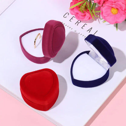 Fashion Velvet Ring Box Engagement Wedding Party Valentine's Day Jewelry Case Heart Boxes Earrings Holder Couple Lover Gifts