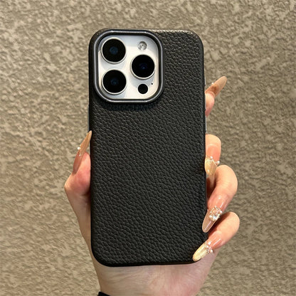 Luxury Business Lichee Pattern Leather Texture TPU Case For iPhone 16 15 14 13 12 11 Pro Max 16 Plus Shockproof Matte Soft Cover