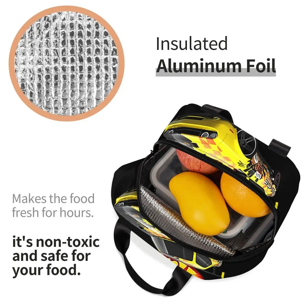 Custom Hot Wheels For Fans Thermal Insulated Lunch Bag Cartoon Sport Car Portable Lunch Container Travel Multifunction Food Box