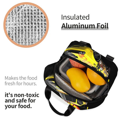 Custom Hot Wheels For Fans Thermal Insulated Lunch Bag Cartoon Sport Car Portable Lunch Container Travel Multifunction Food Box