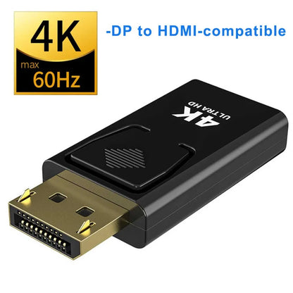 HD 4K DisplayPort To HDMI-compatible Adapter Converter DP Male To Female HDMI-compatible HDTV Adapter Video Audio PC Laptop