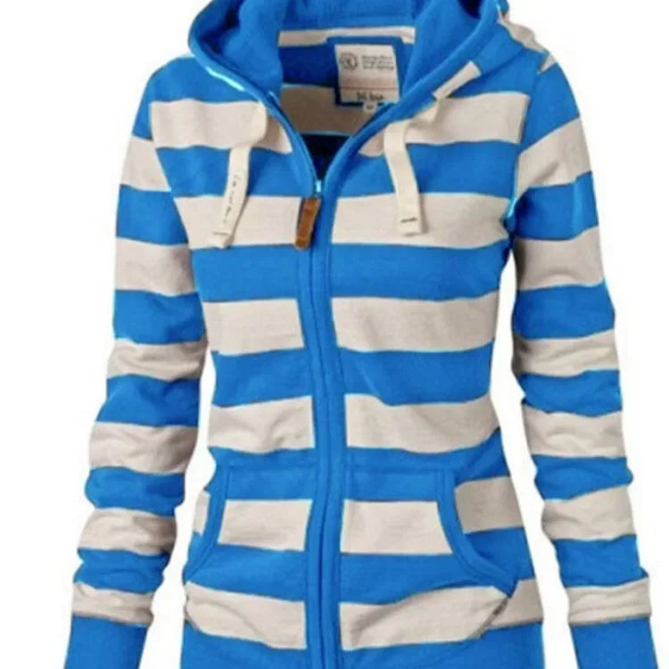 Pullovers Harajuku hoodies women  Autumn Hot Style America Hood Long Sleeve Stripe Fleece Jacket Female Streetwear ZXP6023