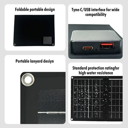 Practical Solar Panel Foldable Power Bank SOECOPO 40W Portable Charge Phone Outdoor Activities  USB + Type - C 5V/2.4A Camping