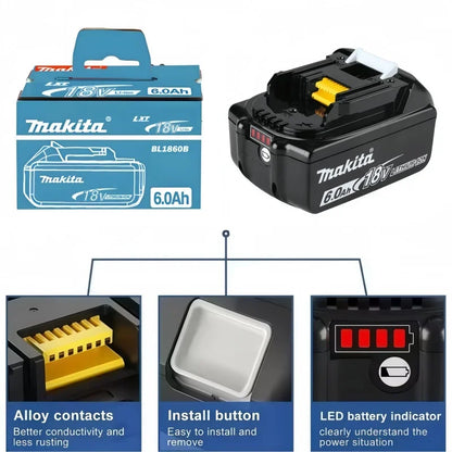 Genuine 6AH makita BL1860 6ah Battery Power Tools Li-ion Replacement LXT BL1850 BL1840 for 18V Screwdriver with BMS 18v battery