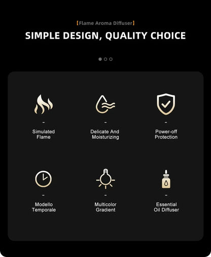 NEWSTYLE Simulated Flame Aroma Diffuser Bonfire Air Humidifier Ultrasonic Cool Mist Maker Fogger LED Essential Oil Lamp Diffuser