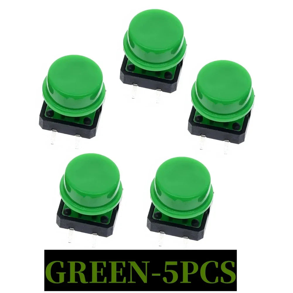 5PCS Tactile Push Button Switch Momentary 12*12*7.3MM Micro switch button + 5PCS Tact Cap(5 colors) for Arduino Switch