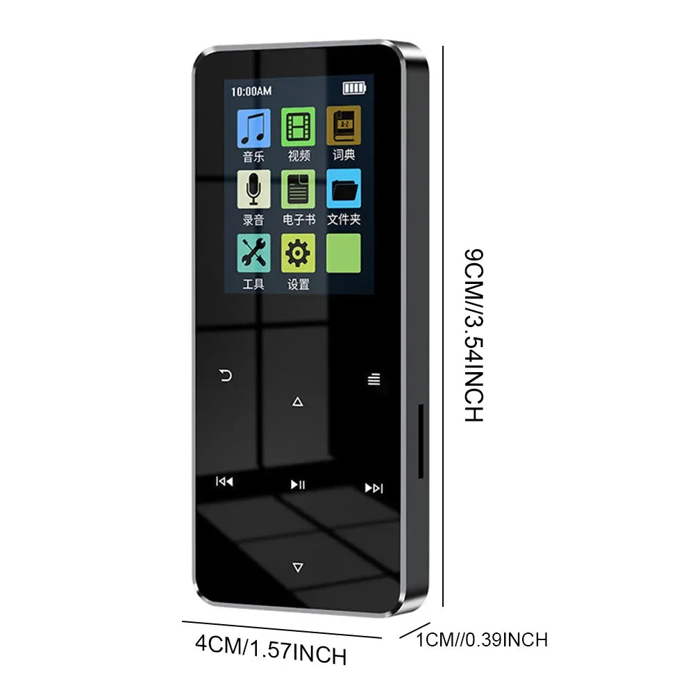 80GB MP3 MP4 Player Bluetooth-Compatible 5.0 HiFi Lossless Audio Player FM Radio with E-Book Alarm Clock 1.8 Inch Touchscreen