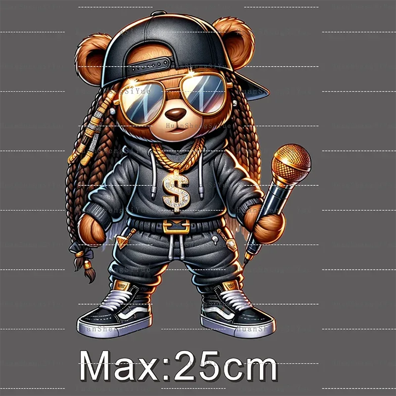 Teddy Bear Street Style Ironing Sticker Clothes DTF Fashion T-shirt Hoodie DIY Hot Transfer Printing Hot Sticker Waterproof