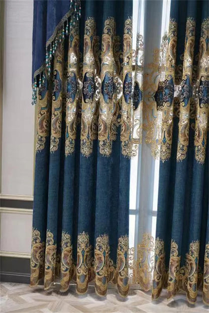 Europe Luxury Style Embroidery Chenille Blackout Curtain High Quality Decoration Living Room Dining Room Bedroom Valance Curtain