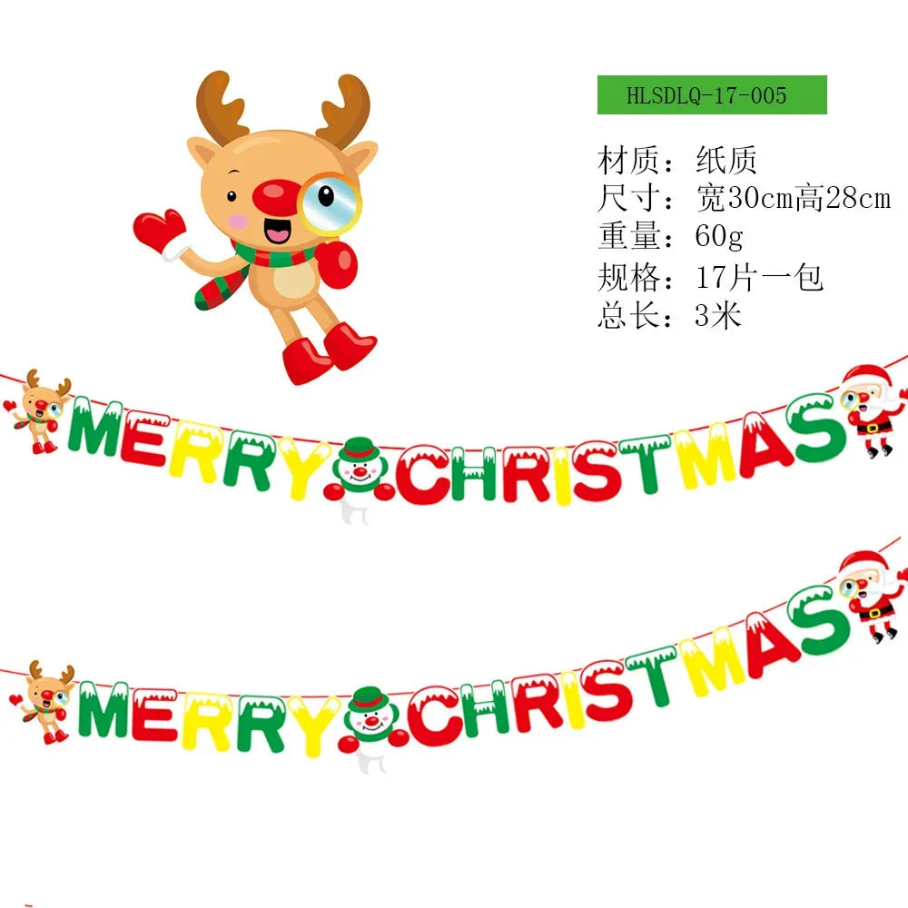 Christmas Banner Tree Ornaments Merry Decoration for Home 2025 Santa Claus Pendant Xmas Gifts New Year 2026 Flag Party Pulling