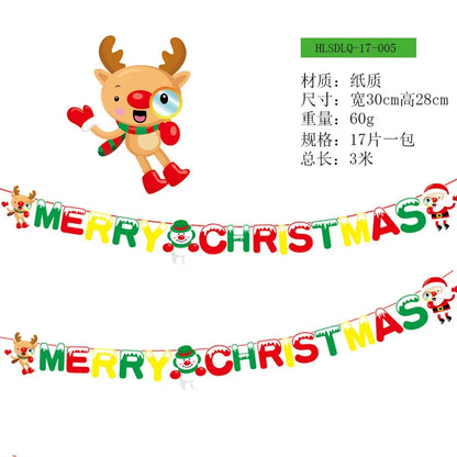 Christmas Banner Tree Ornaments Merry Decoration for Home 2025 Santa Claus Pendant Xmas Gifts New Year 2026 Flag Party Pulling