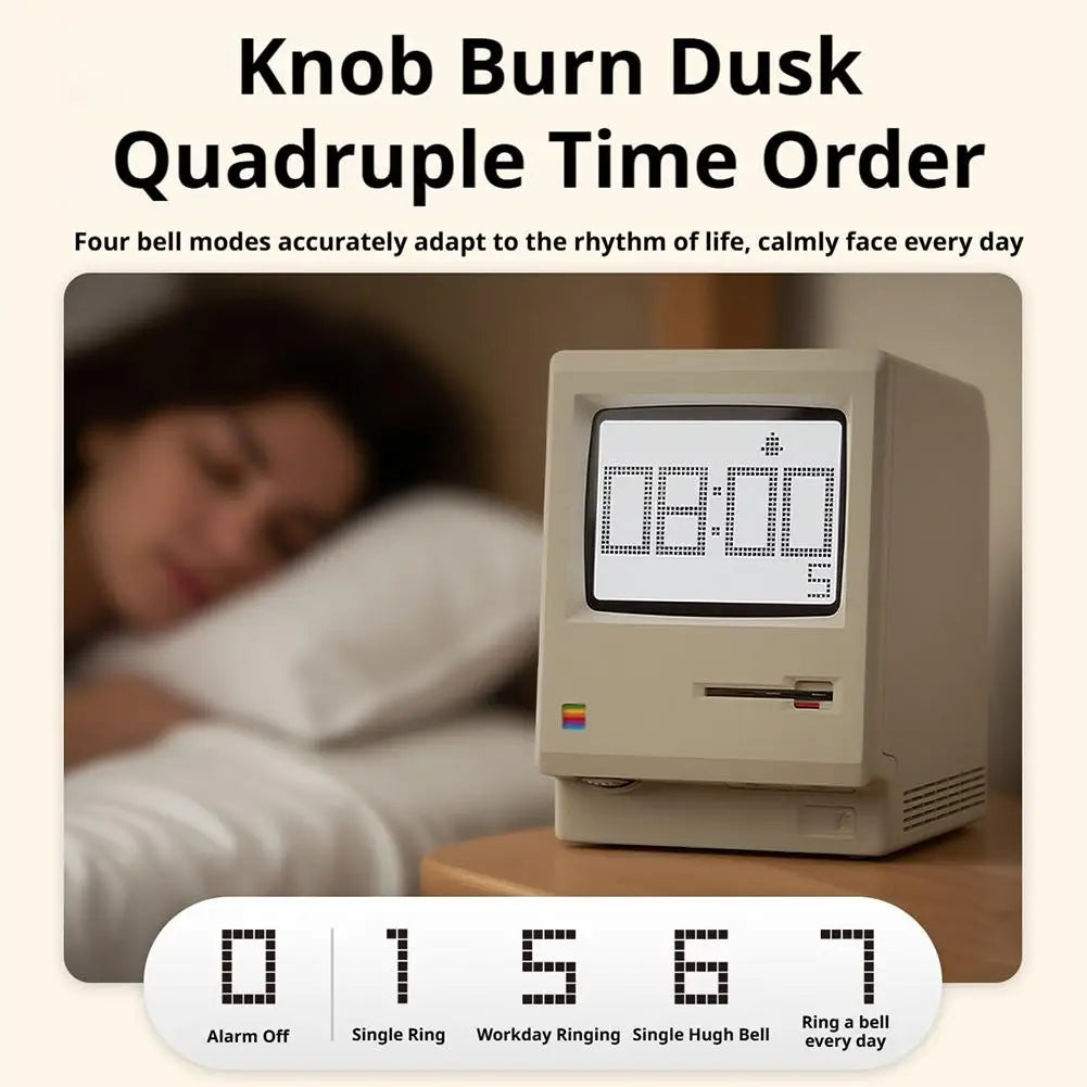 Desktop Digital Clock Retro Classic Design Beige Floppy Disk Decor Tech Gadget Gift For Men Women Office Desk Novelty Ornament