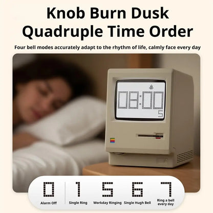 Desktop Digital Clock Retro Classic Design Beige Floppy Disk Decor Tech Gadget Gift For Men Women Office Desk Novelty Ornament