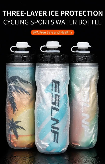 Insulated Cold Cycling Water Bottle Portable 610ml MTB Bottle Ultralight Dustproof Sports Bottle