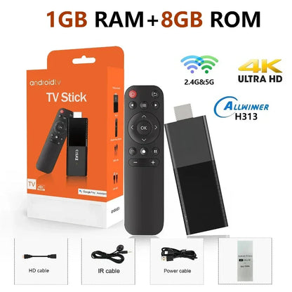 TVR3 HDMI TV Stick Android 15 2.4G&5G Dual Wi-Fi Allwinner H313 1G 8G Quad Core Smart TV Box Streaming Media Player Set-top Box
