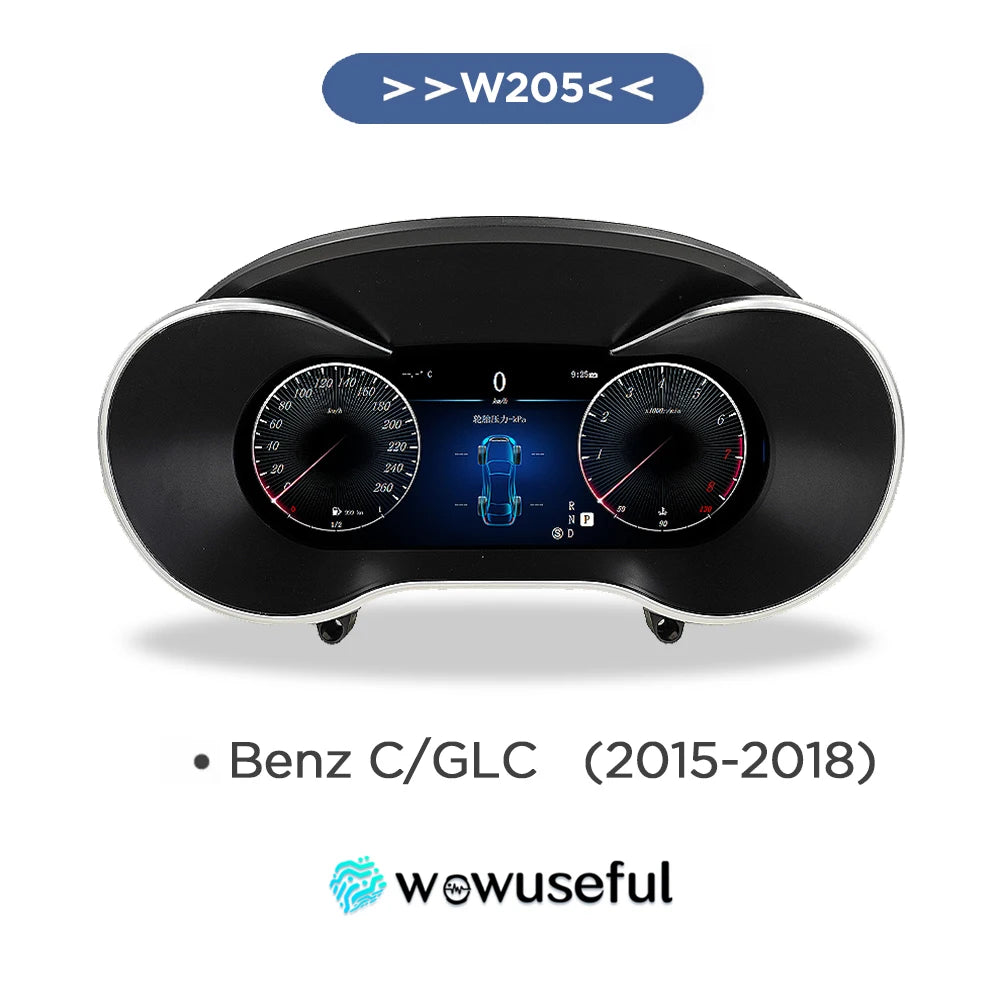 12.3''  Instrument Paneel Cockpit For  Benz C GLC S205 W205 V205 117 X253 2015-2018 Ntg5.0 4.5 5.5Auto Digital Dashboard Cluster