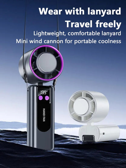 Lenovo 199-speed High-speed Cooling Fan Usb Charging Digital Display Large Wind Turbine Handheld Portable Fan Mini Cooling Fan
