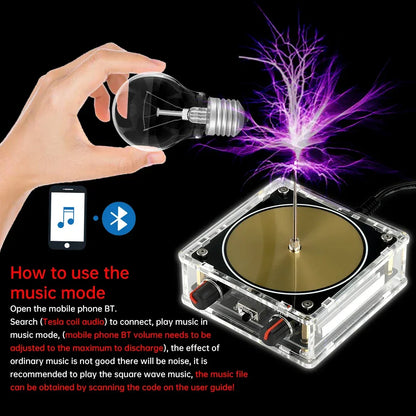 AC110-220V Input Dual Mode Music Tesla Coil Palm Tesla Coil High Frequency Voltage Pulse arc Generator  Artificial Lightning