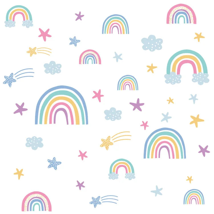 Rainbow Clouds Stars Luminous Wall Sticker Baby Kids Room Decoration Decals Bedroom Background Decor Glow In The Dark Wallpaper