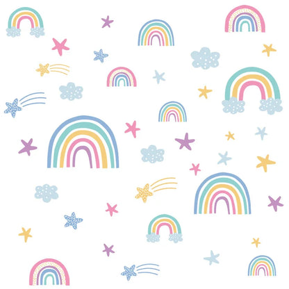 Rainbow Clouds Stars Luminous Wall Sticker Baby Kids Room Decoration Decals Bedroom Background Decor Glow In The Dark Wallpaper