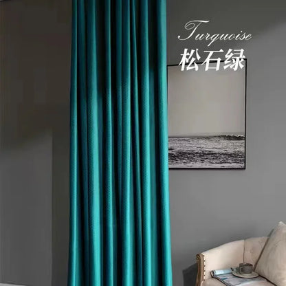 Home Art High-end Curtains for Living Room Luxury Bedroom Blackout Curtain Solid Color Japan Style Fishbone Pattern Room Drapes