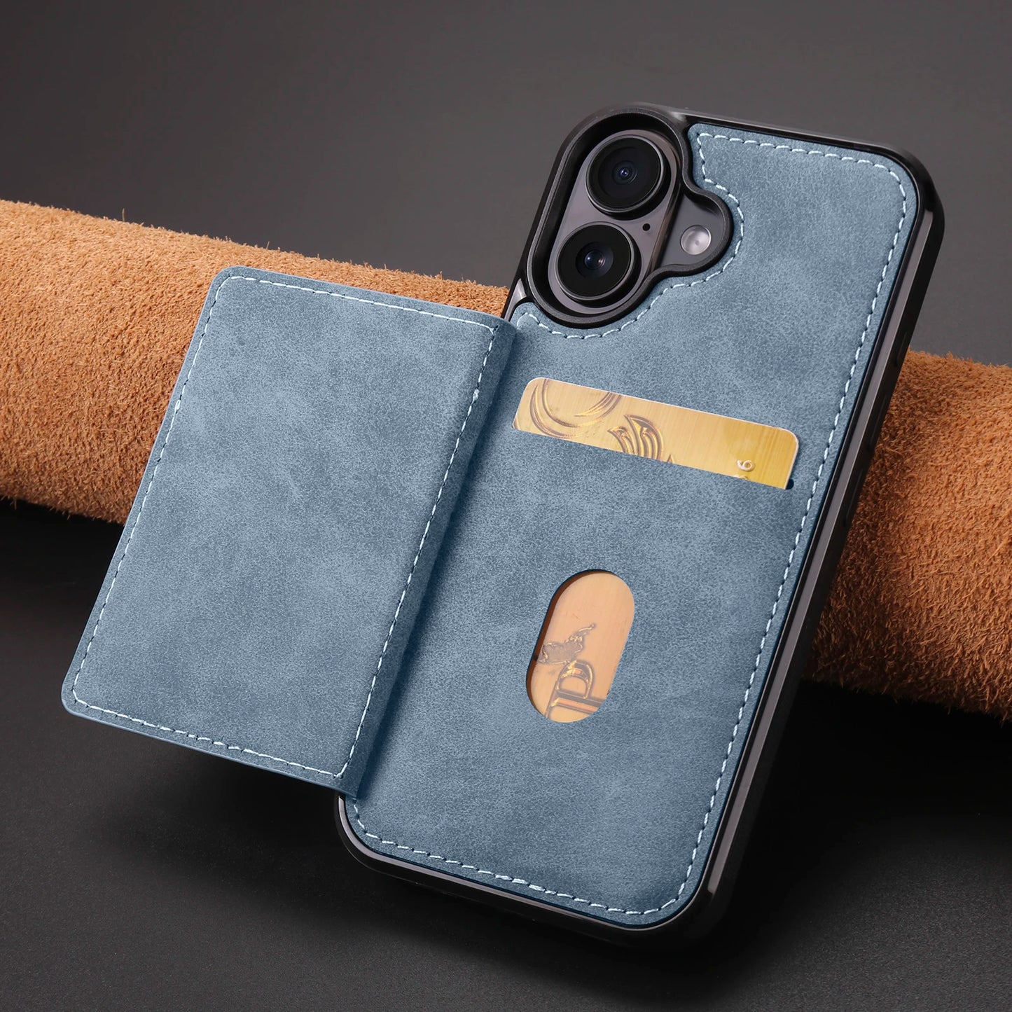 Business Flip Leather Case for iPhone 16 17 Air 16E 15 14 13 12 11 Pro Max Plus Mini Built-in Magnetic Wallet Card Phone Cover
