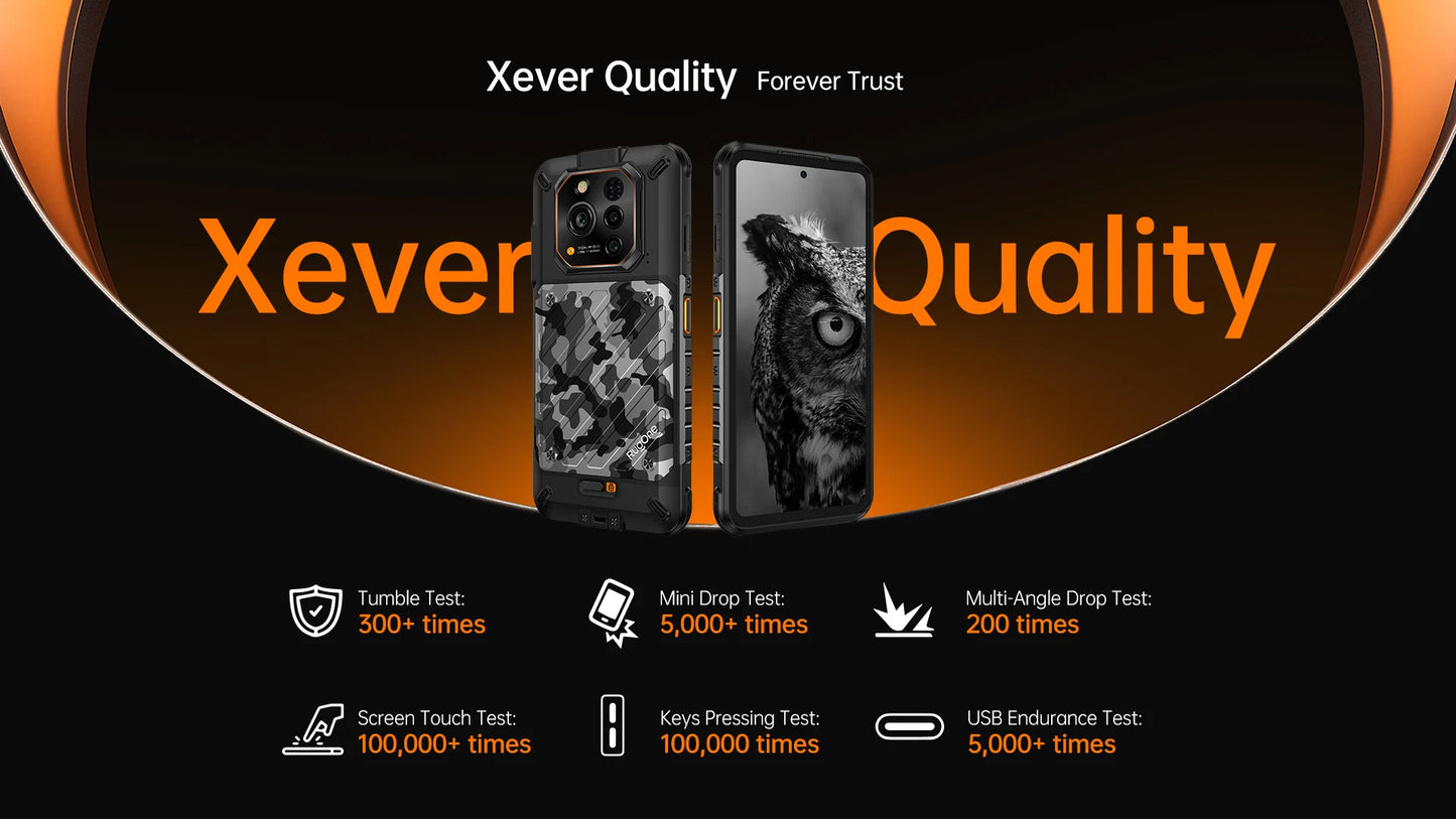 RugOne Xever 7 5G Rugged Phone Android 15 Smartphone 512GB ROM 12+12GB RAM 6.67" 120Hz AMOLED NFC 5500mAh Swappable Battery