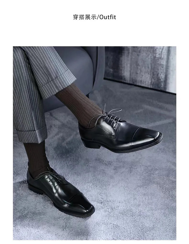 Business Formal Black Leather Shoes Mens Fashion Casual Dress Shoes Classic Italian Formal Oxford Shoes For Men Zapatos Hombre