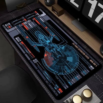 Starship Blueprint Pad Desk Pad Mouse Pad Gamer Computer Cabinet Star Trek Game Office Keyboard Animation XXL Large Desk Pad