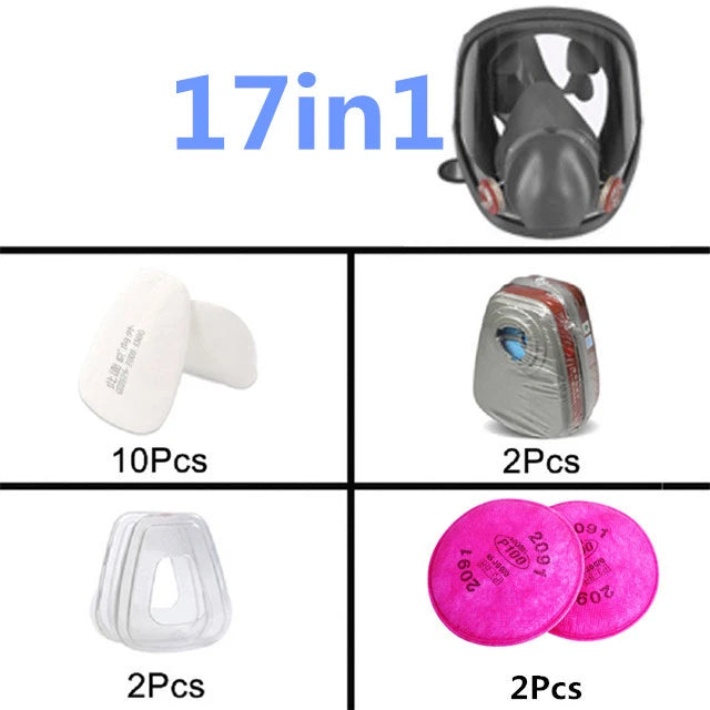 15 in 1 full face mask, reusable, wide field of vision, widely used in paint and welding woodworking 6800 respirator