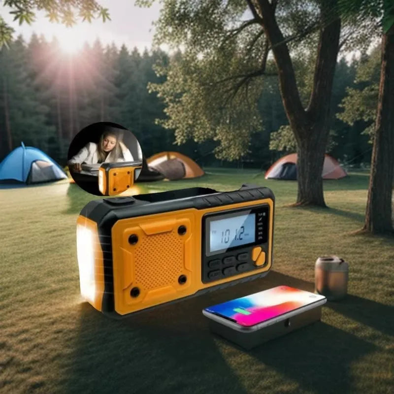 Solar Crank DAB+ FM Radio with 5000 mAh Power Bank,  Bluetooth speaker Emergency Radio, USB-C  Phone Charge, SOS Alarm, Torch